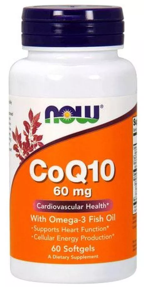 NOW CoQ10 60 mg with Omega-3 60 softgels фото