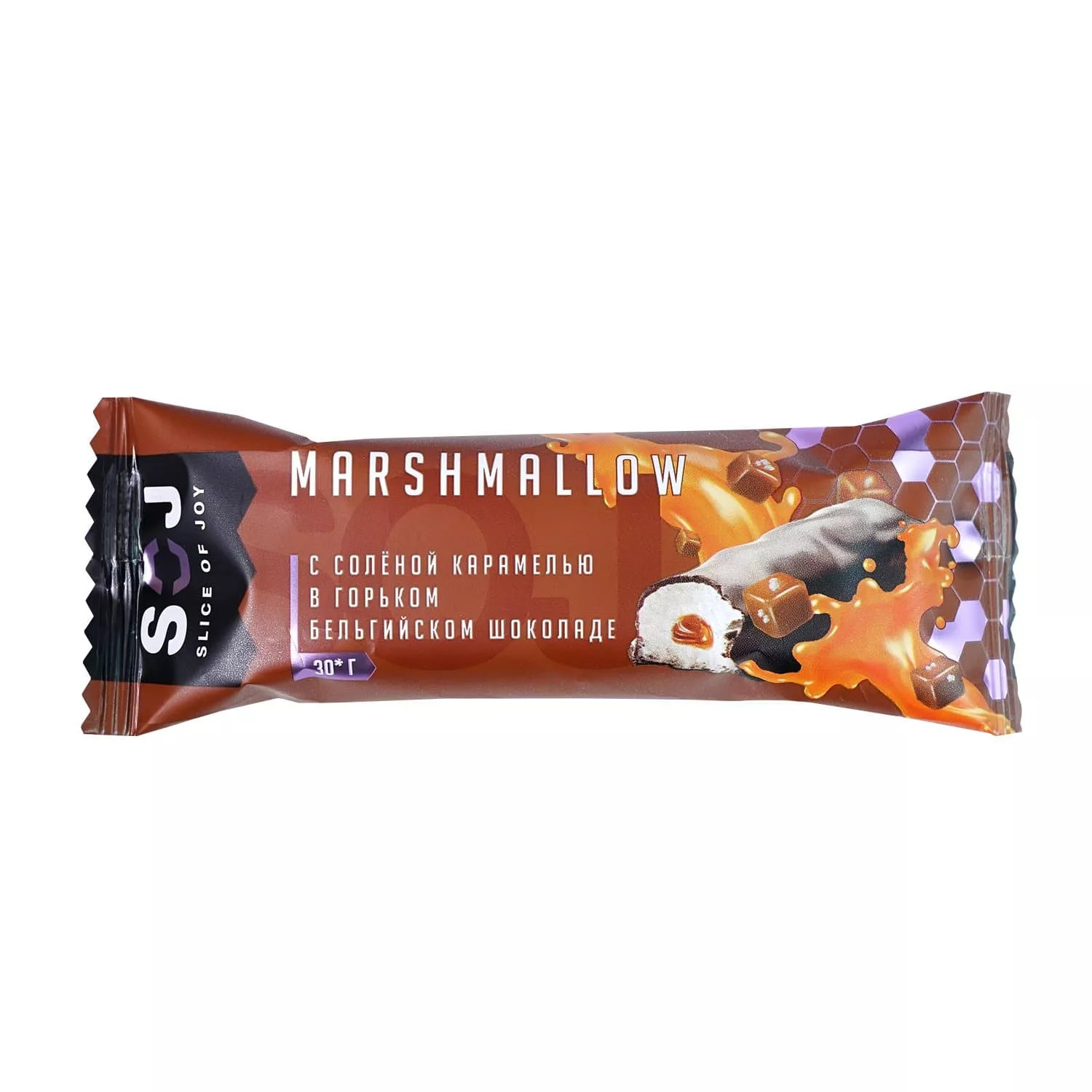 SOJ MARSHMALLOW батончик с соленой крамелью в темном шоколаде 30g