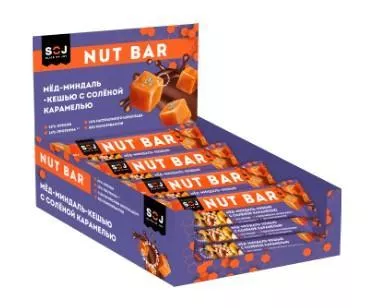 SOJ Ореховый батончик NUT BAR Ирисо-сливочным вкусом с грецким орехом 40g