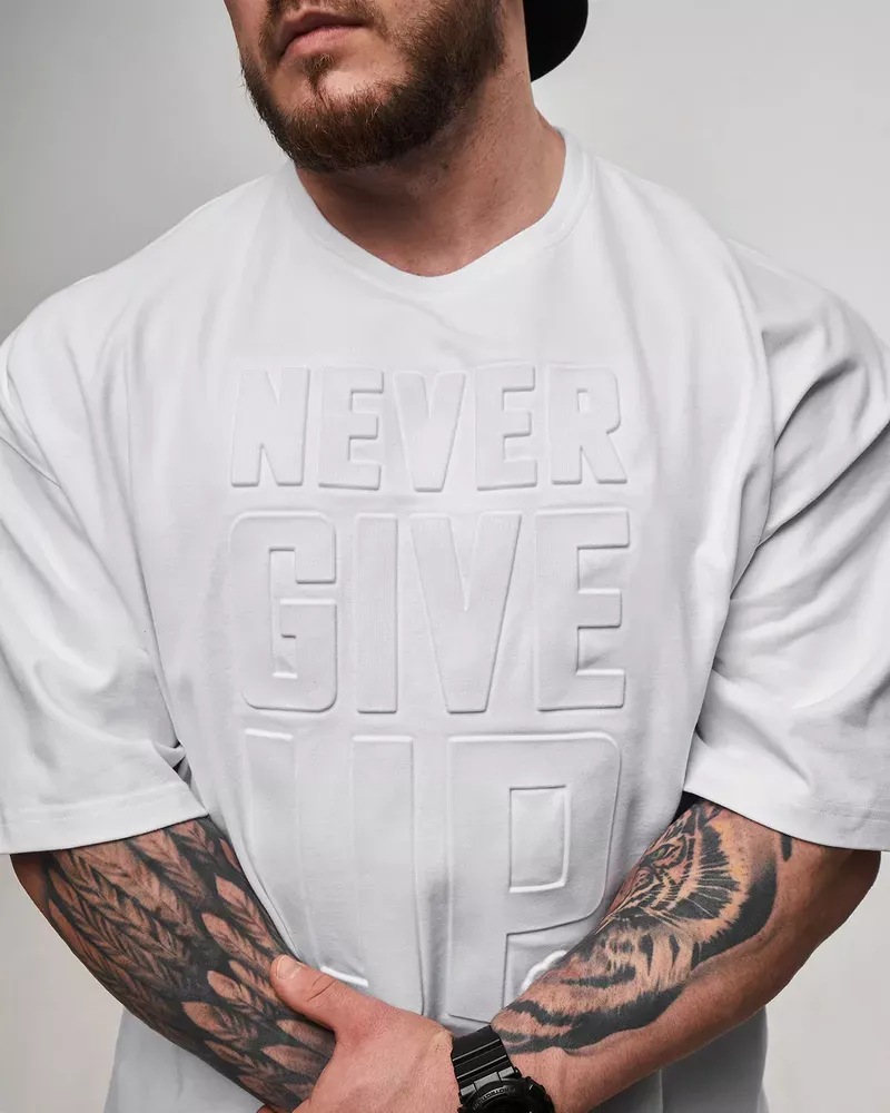 Master of Gains Футболка NEVER GIVE UP Белая фото