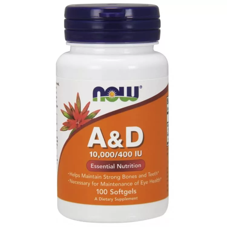 NOW Vitamin A & D 10,000 IU 400 IU 100 softgels фото