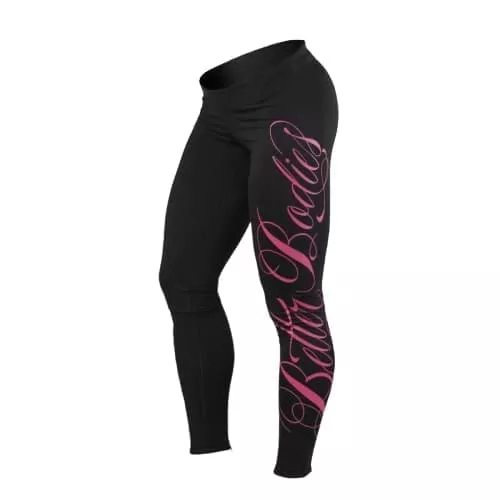 Лосины Better Bodies Womens logo ti, черные с розовым