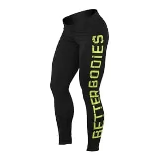 Лосины Better Bodies Logo tights, черный/лайм