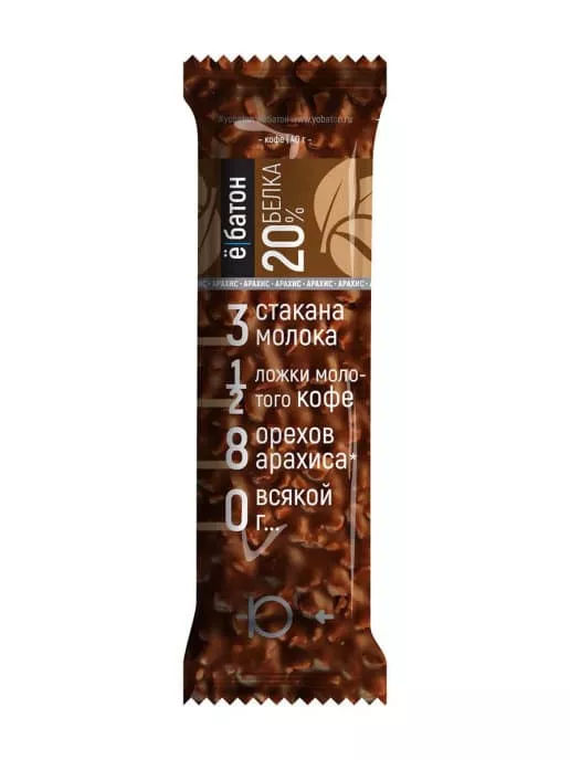 Ё/Батон Батончик с арахисом вкус кофе в шоколадной глазури 40g