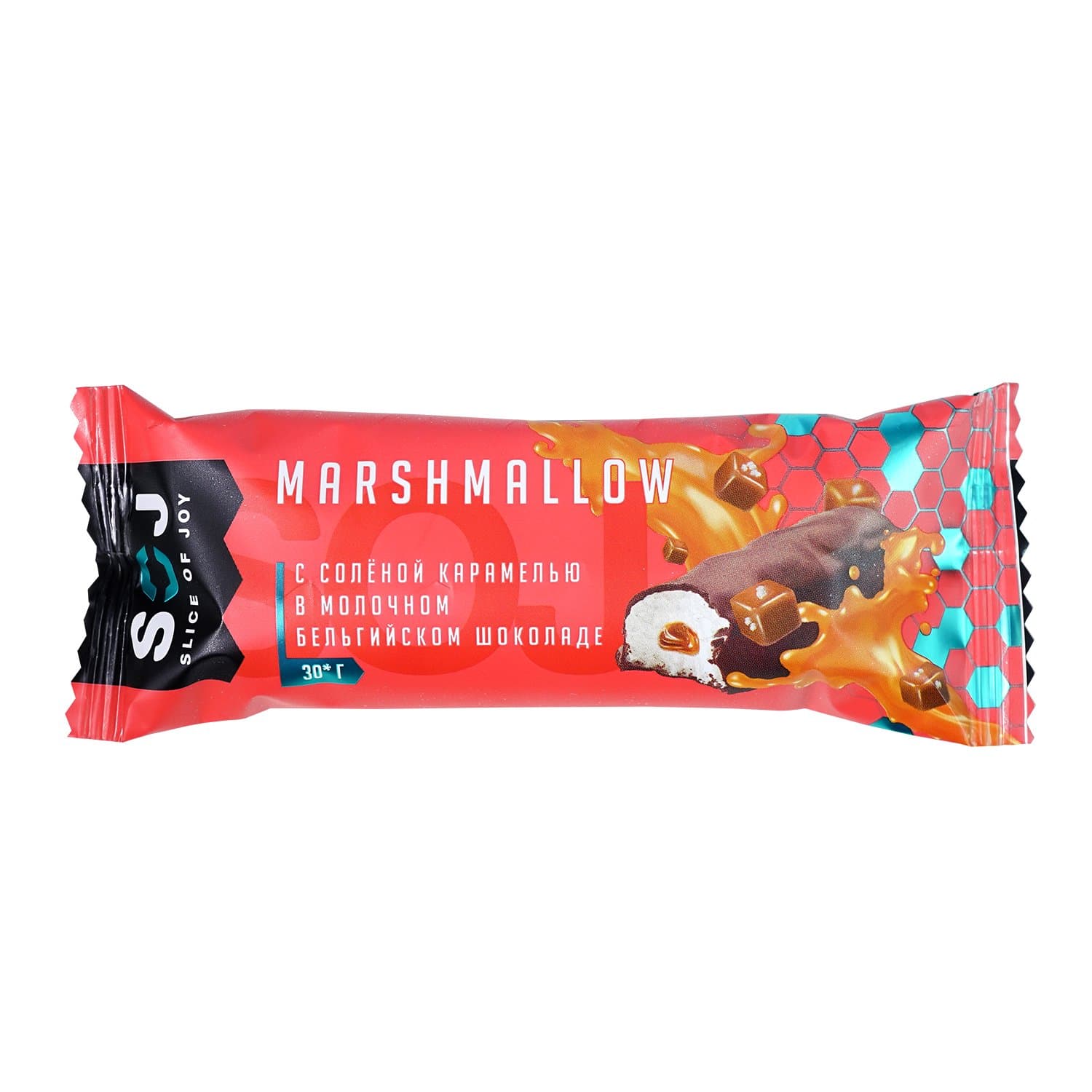 SOJ MARSHMALLOW батончик с соленой карамелью в молочном шоколаде 30g фото
