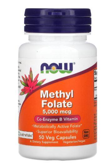 NOW Methyl Folate 5000 mcg 50 vcaps фото
