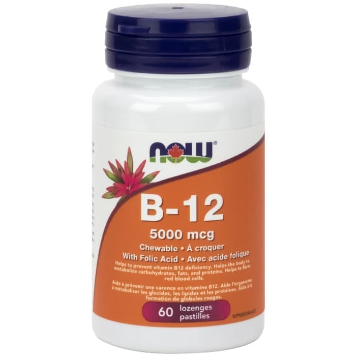 NOW Vitamin B-12 5000 mcg + Folic Acid 60 tabs