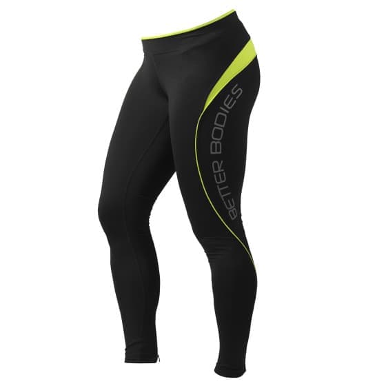 Better Bodies Fitness long tight, спортивные лосины.чёрные/лайм