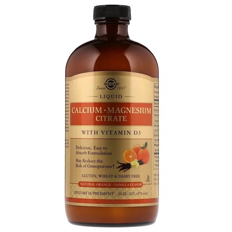 Solgar Liquid Calcium Magnesium Citrate with Vitamin D3 473ml (Клубника)