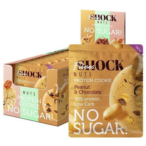 FitnesSHOCK NUTS Печенье с цельным орехом и шоколадными каплями без сахара 40g