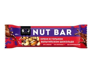 SOJ Ореховый батончик NUT BAR со вкусом айриш-крим в горьком шоколаде 40g