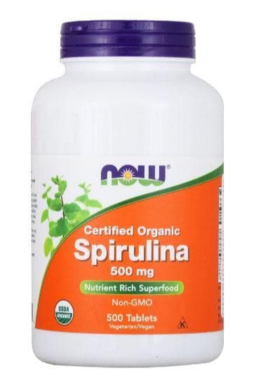NOW Organic Spirulina 500mg 100 tabs фото