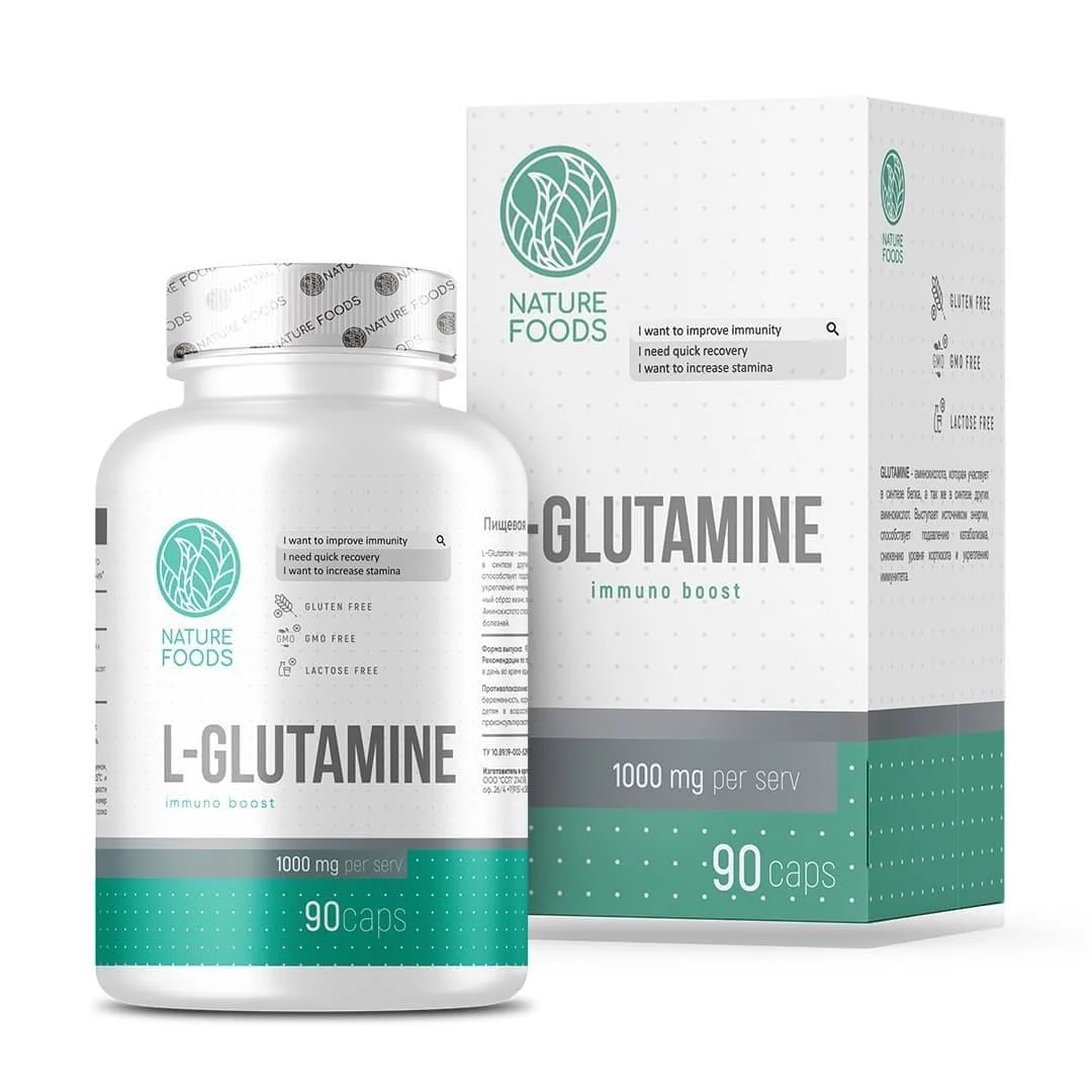 Аминокислоты Nature Foods L-Glutamine 1000mg 90 caps купить недорого,  заказать с доставкой в Москве