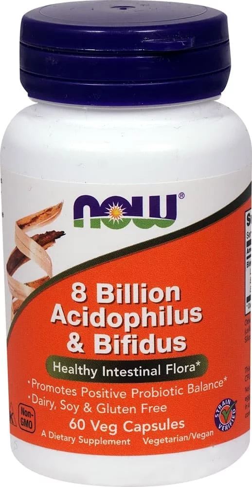 NOW 8 Billion Acidophilus/Bifidus 60 caps фото