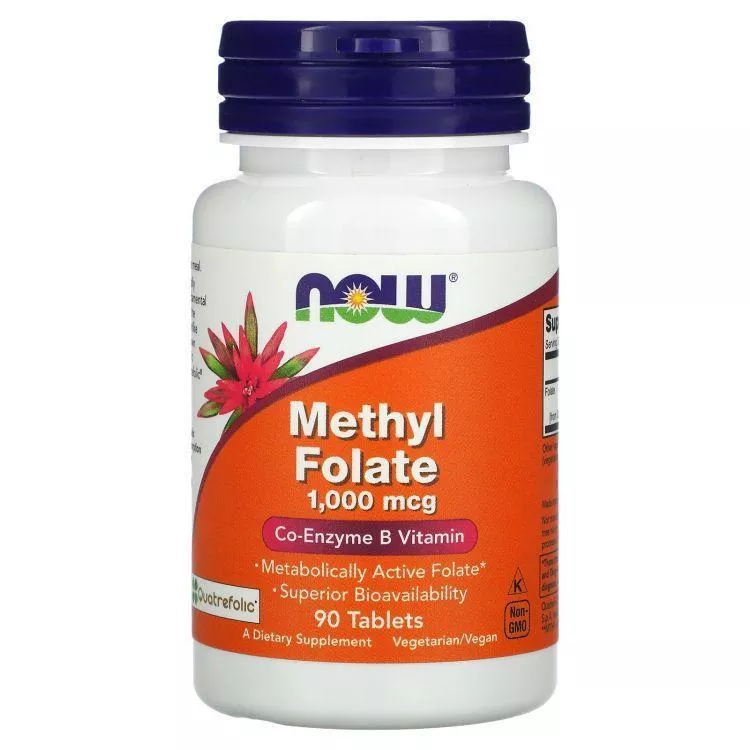 NOW Methyl Folate 1000 mcg 90 tabs фото