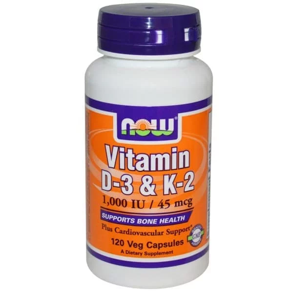 NOW Vitamin D-3 and K-2 120 vcaps фото