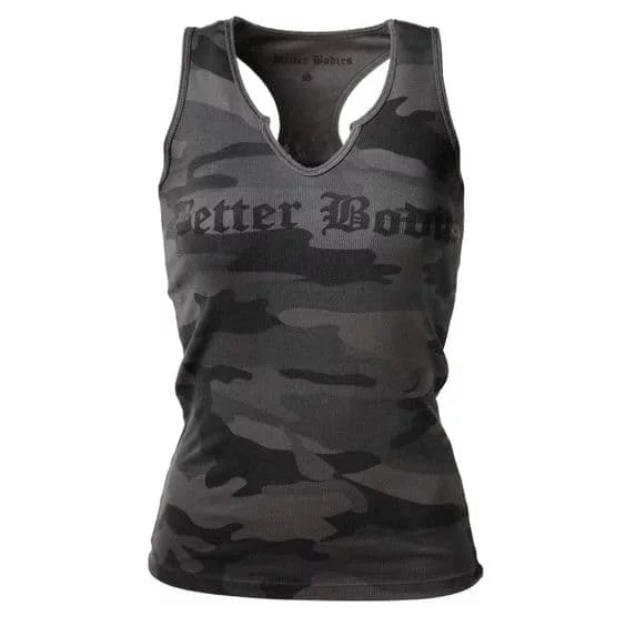 Better Bodies V-neck cut rib tank, женская майка серый камуфляж фото