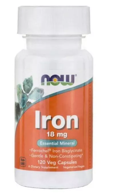 NOW Iron 18mg Ferrochel 120 vcaps фото