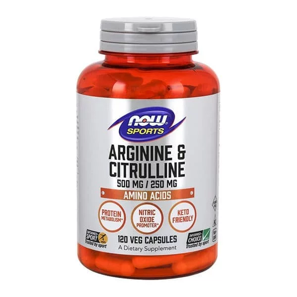 NOW Arginine 500mg Citruline 250mg 120 caps фото