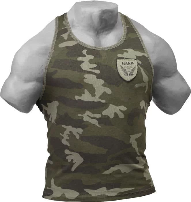 Майка тренировочная GASP Utility rib T-back зеленый камуфляж фото